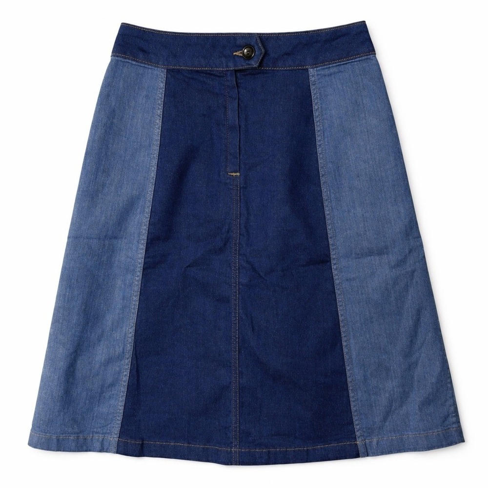 Claudie Pierlot Two Tone Patchwork Denim Mini Skirt Blue A-Line Size 38 US 6